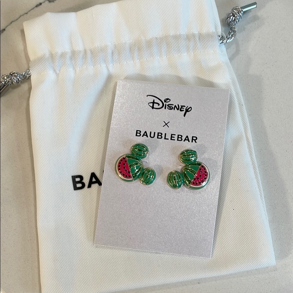 NWT Disney x Baublebar Mickey Mouse Watermelon Stud Earrings